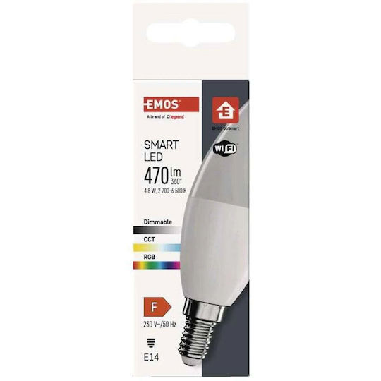 Emos Smart Λάμπα LED 4.8W για Ντουί E14 RGB 470lm Dimmable