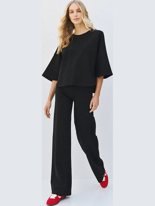 Damen Bluse mit 3/4 Ärmel Schwarz