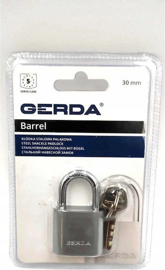 Gerda Ατσάλινο Λουκέτο Πέταλο με Κλειδί 40mm Ασημί