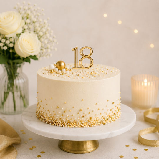 Acrylic Cake Topper "18" Coming Age Gold Model 6 Cm Lumea