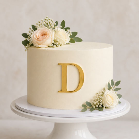 Acrylic Cake Topper Letter D Gold Model 9 Cm Lumea