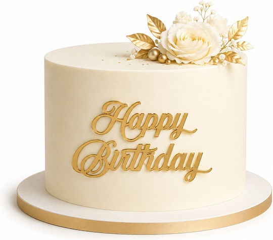 Acrylic Cake Topper "happy Birthday" Gold Model 10 Cm Lumea