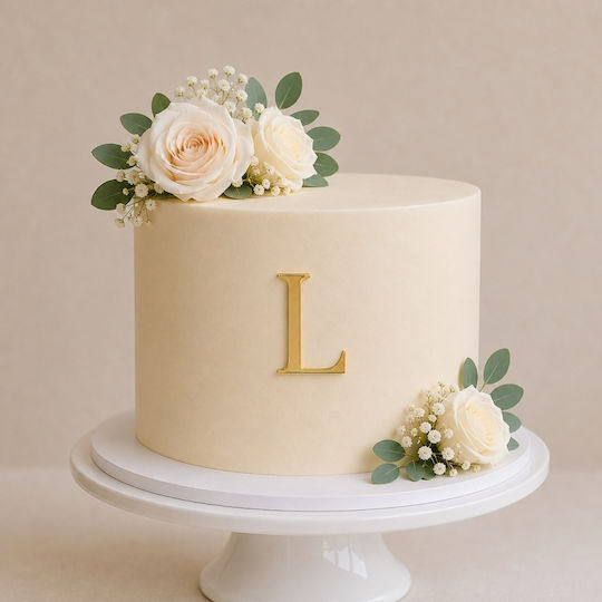 Acrilic Tort Topper Litera L Aur Model 9 Cm