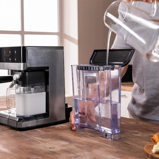 Cecotec Power Espresso 20 Touch & Cream Μηχανή Espresso 1350W Πίεσης 20bar για Cappuccino Μαύρη 120163