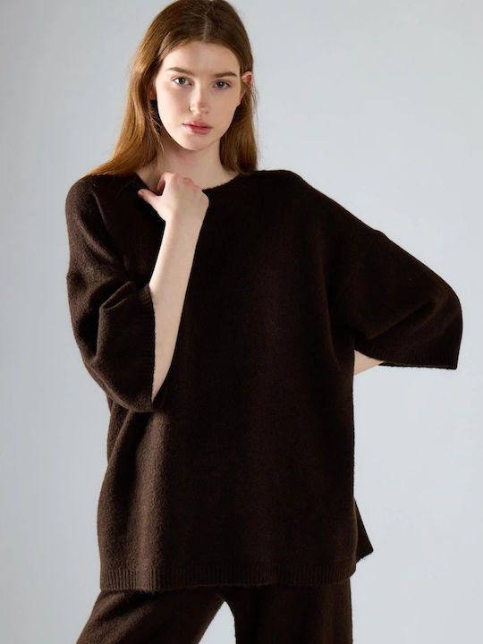 Summer Women's Blouse 3/4 Sleeve Brown