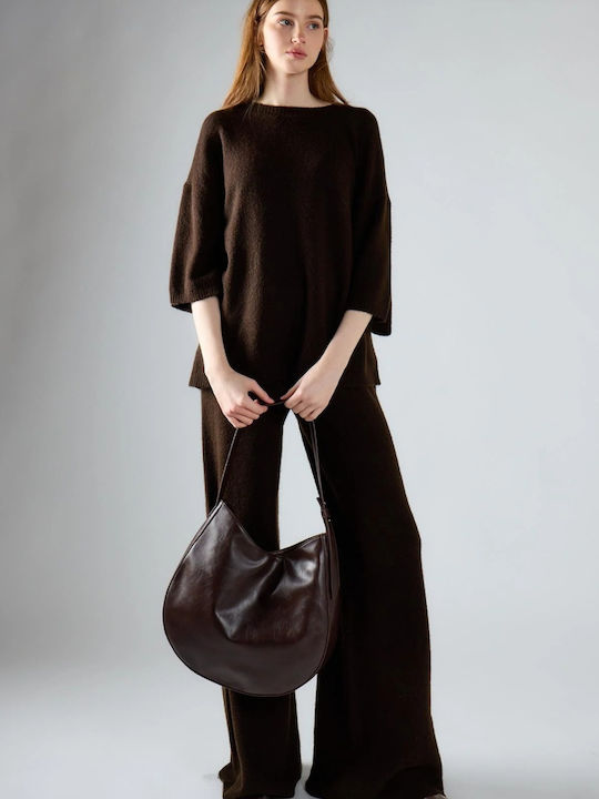 Summer Women's Blouse 3/4 Sleeve Brown