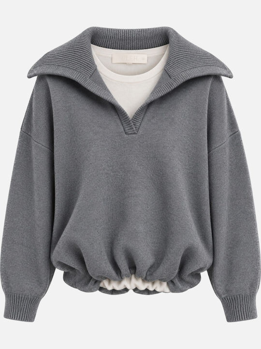 Γυναικείο Crop Πουλόβερ Grey