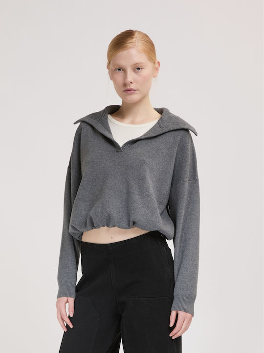 Γυναικείο Crop Πουλόβερ Grey