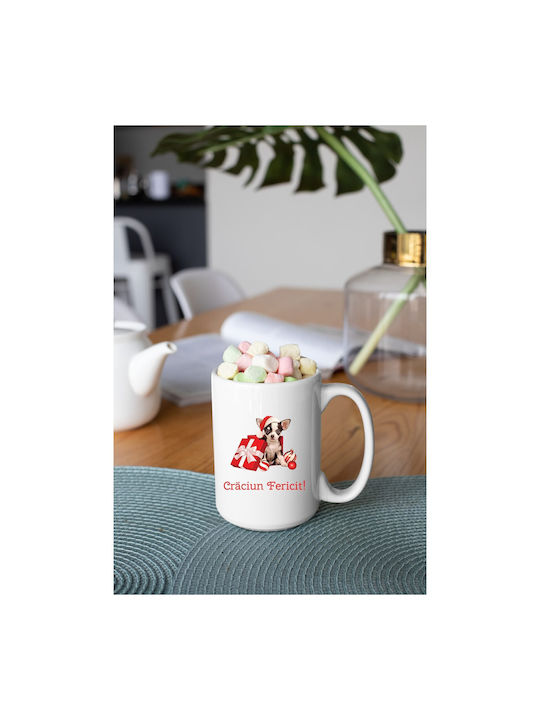 Cană Ceramică Albă 330ml Pentru Masa De Crăciun Cu Personalizare
