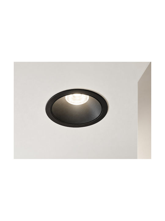 Fan Europe Spot Rotund Metalic Îngropat cu LED Încorporat și Lumină Alb Cald Neagră 40x40cm
