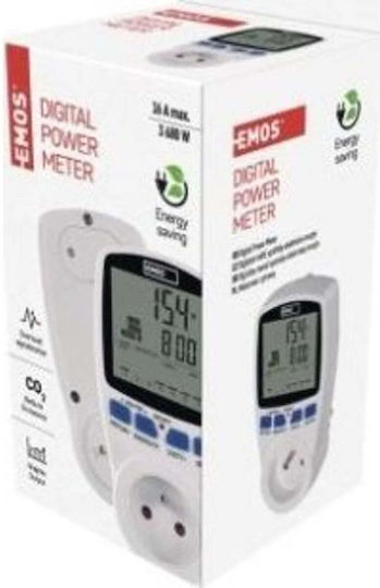 Emos Digital Wattmeter Energy Meter Outlet 230v 16a 5-3680w Emos P5805 White