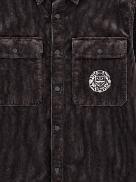 Overshirt din Catifea Raiată cu Mâneci Lungi, Regular Fit, Maro