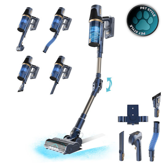Cecotec Conga Rockstar RS70 Pet Flex X-Treme Επαναφορτιζόμενη Σκούπα 2 σε 1 Stick & Χειρός 33.6V Μπλε