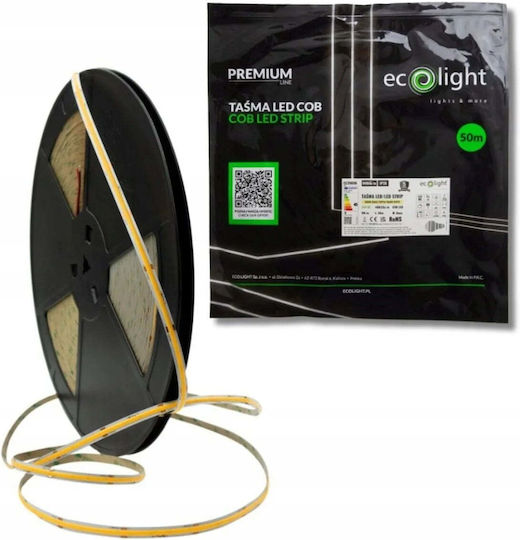 Eco Light Ταινία LED 24V Θερμό Λευκό Φως 50m Τύπου COB