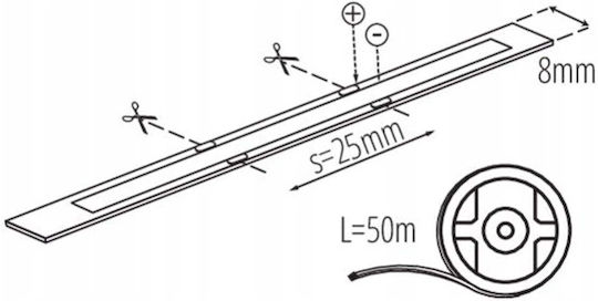 Kanlux LED Strip 24V Warm White Light 50m COB Type