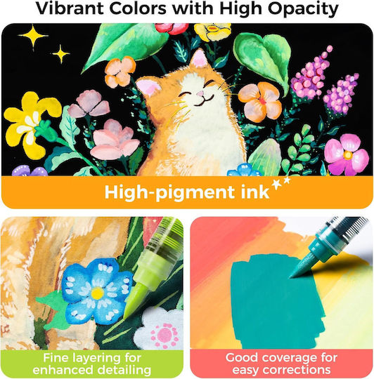 Ohuhu Vibrant Colors Μαρκαδόροι Ζωγραφικής Ακρυλικό Λεπτοί Σετ 48 Χρώματα