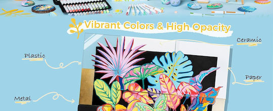 Ohuhu Vibrant Colors Μαρκαδόροι Ζωγραφικής Ακρυλικό Λεπτοί Σετ 72 Χρώματα
