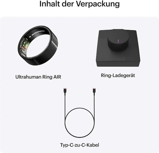 Ultrahuman Air Смарт пръстен 18.8mm Водоустойчив с Пулсомер Aster Black