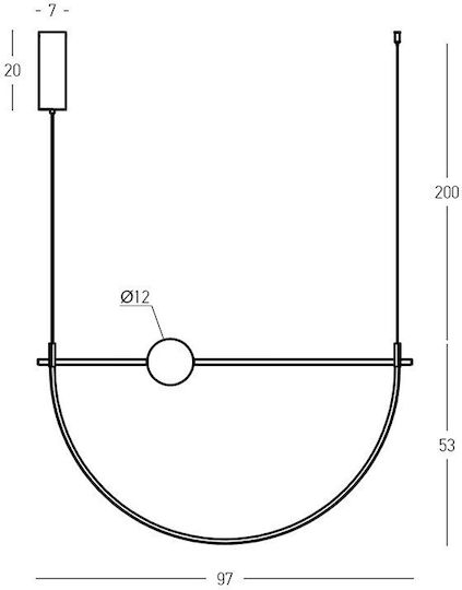 Zambelis Lights Κρεμαστό Φωτιστικό Μπρούτζινο LED 97x12x53εκ.
