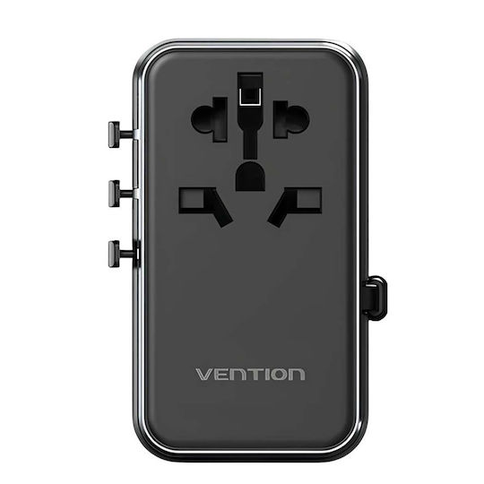 Vention Зарядно Устройство GaN с 2 USB-A Изходни Порта и 2 USB-C Изходни Порта и Кабел USB-C 65W Черно (4UGUT1VTION)