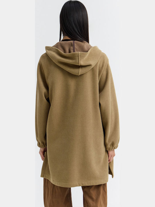 Long Women's Jacket for Winter Camel