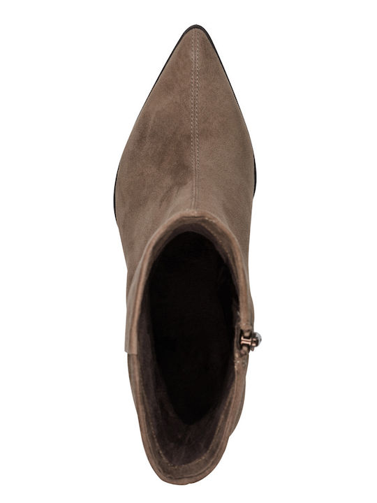 Damen Lederstiefeletten mit mittlerem Absatz Beige