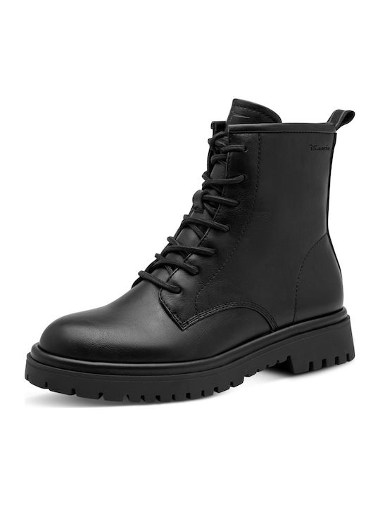 Schwarze Damen-Leder-Kampfstiefel