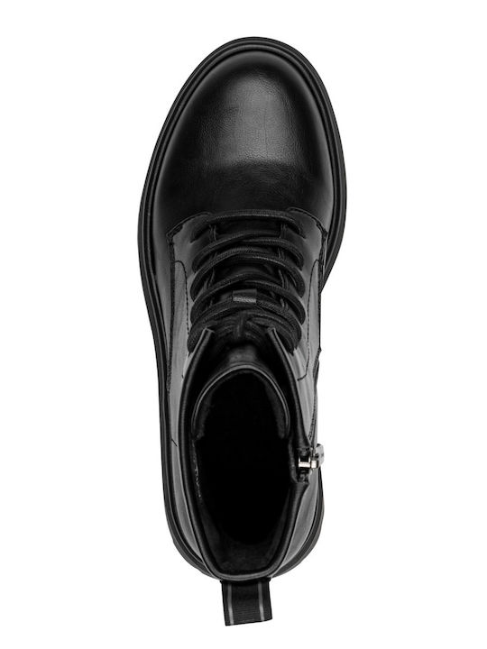 Schwarze Damen-Leder-Kampfstiefel