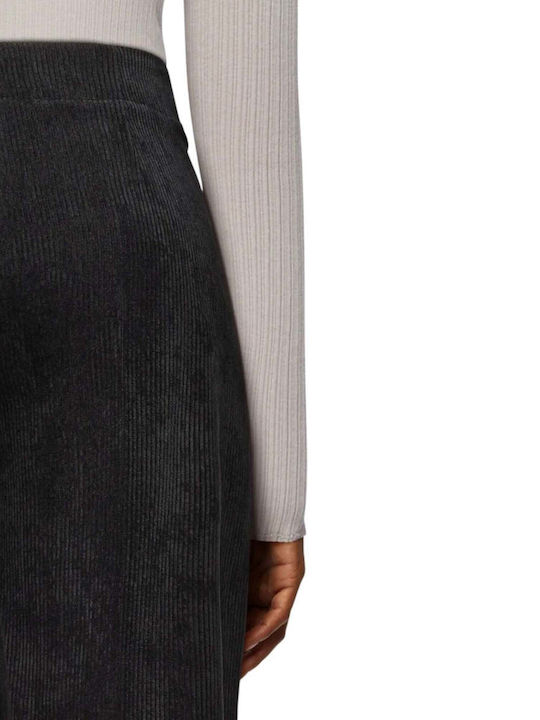 Pantaloni Dama Catifea Raiata Negru
