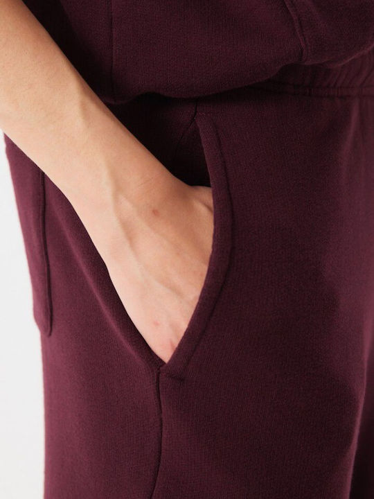 Pantaloni Dama Din Țesătură În Croială Relaxed Burgundy