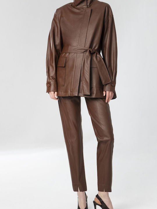 Moutaki Women's Fabric Trousers Brown