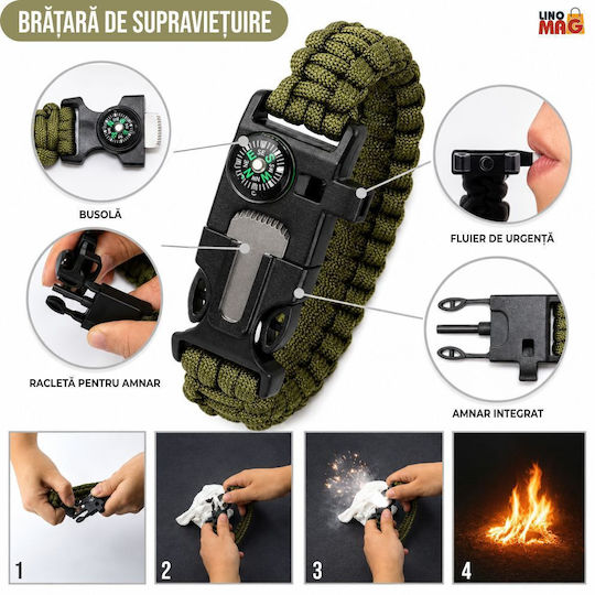 Linomag Kit Complet De Supraviețuire 30 Tipuri Accesorii Esențiale Kit De Camping De Urgență Lopată Tactică Pliabilă Lanternă Led Kit De Prim Ajutor Brățară Paracord Busolă Aprinzător De Foc Pătură Termică Neagră