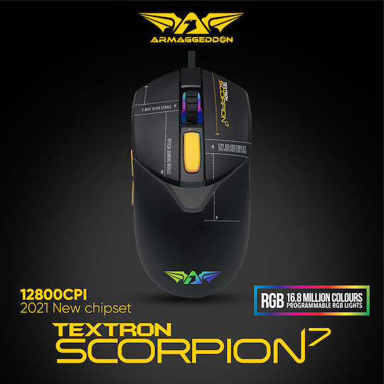 Armaggeddon Scorpion 7 Lite RGB Gaming Ποντίκι 12800 DPI Μαύρο