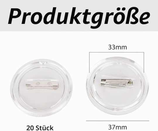 Set of 20 Transparent Acrylic Badges 37 Mm Round Blank Badges Personalization Diy Adhesive Insertion Without Press Crafts