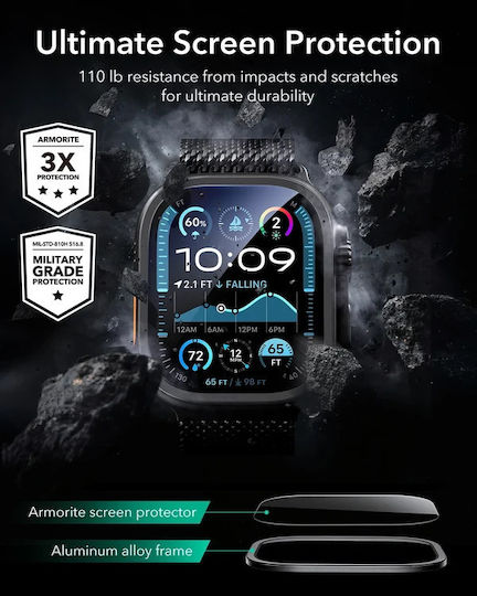 ESR Armorite Pro Screen Protector pentru Apple Watch Ultra 49mm 2 bucăți 1Y03300102