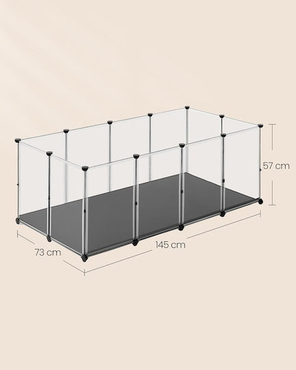 Songmics Parc Pliabil din Plastic pentru Câini 145x73x57cm Transparent