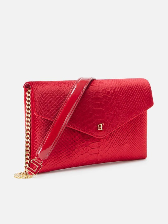 Red Croco Leather Women's Shoulder Bag