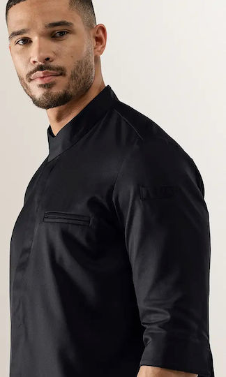 Le Nouveau Chef Bluse Koch Schwarz mit 3/4-Ärmeln Fabian