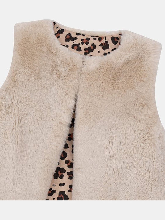 Kids Casual Sleeveless Short Beige Jacket