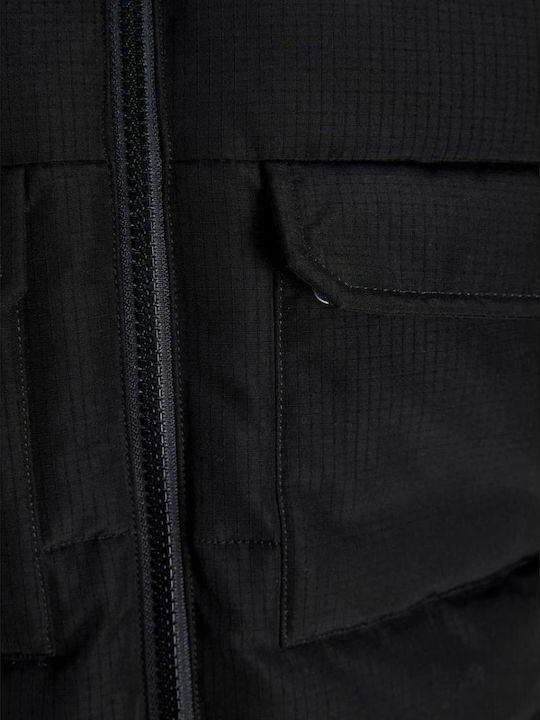 Kids Quilted Short Jacket with Lining & Hood Black