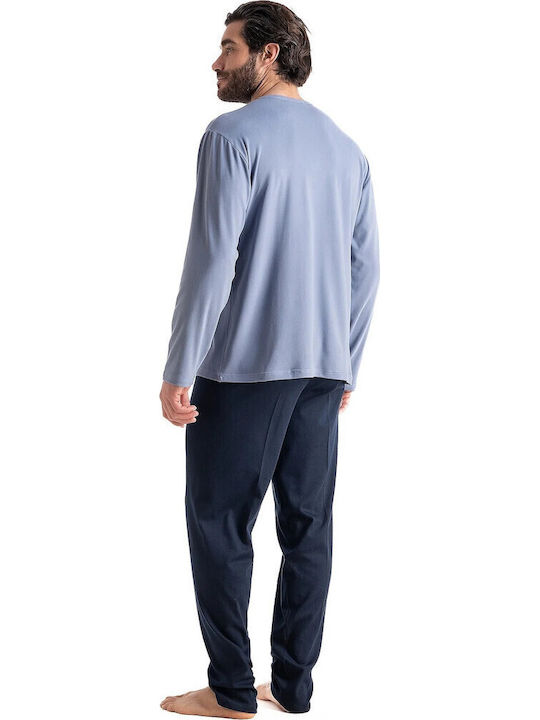 Relax Anatomic Pijama de iarnă pentru bărbați albastru deschis/albastru
