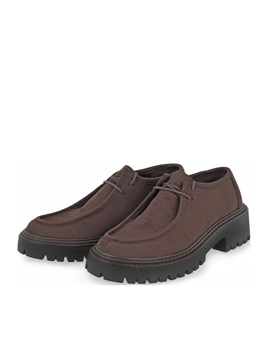 Suede Γυναικεία Loafers σε Καφέ Χρώμα