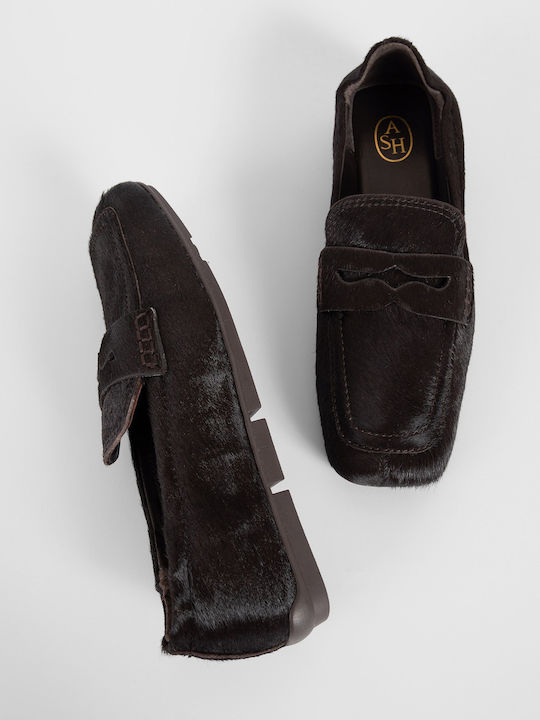 Barkley Pony Loafers Women's Leather Loafers in Brown Colour