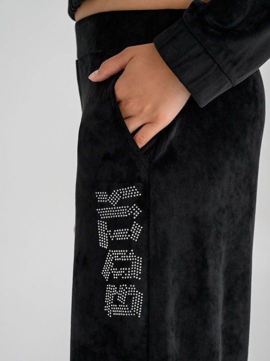 Damen Jogginghosen Samt Schwarz
