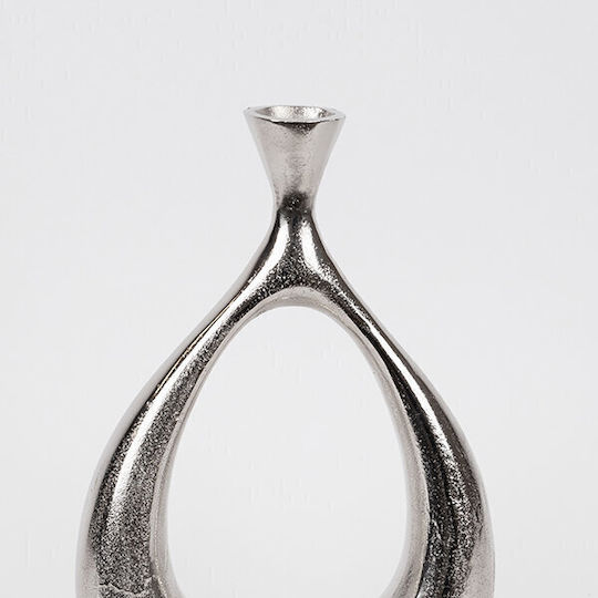 Eurolamp Decorative Vase Metallic Silver 28.5x9xH43cm