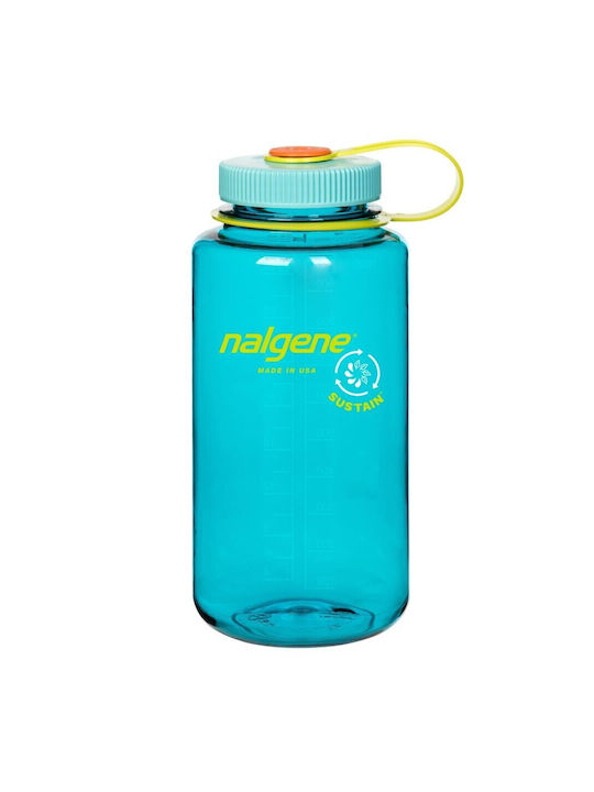 Nalgene Wide Mouth Sustain Plastic Water Bottle 1000ml Blue