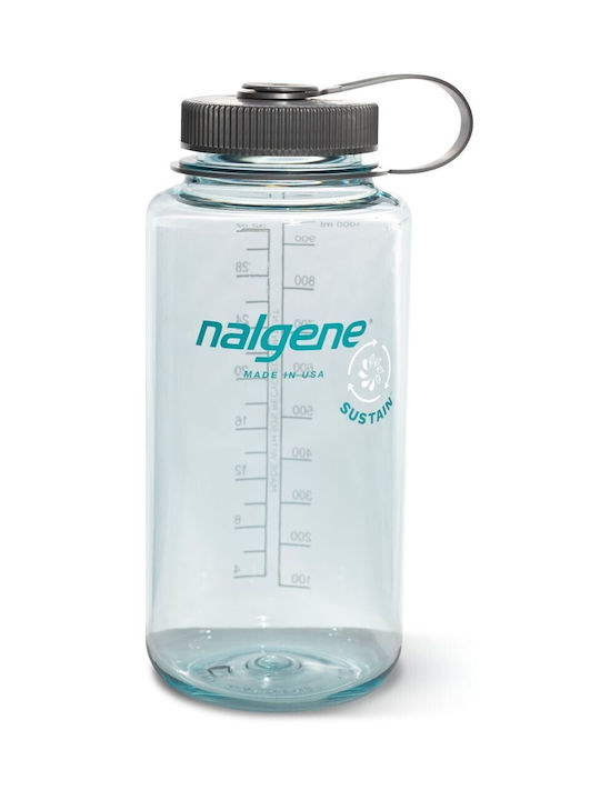 Nalgene Wide Mouth Sustain Plastic Water Bottle 1000ml Blue