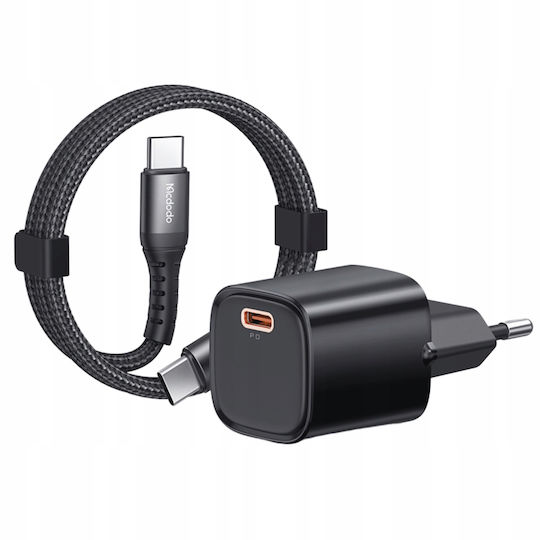 Mcdodo Handyladegerät mit USB-C Ausgangsanschluss und Kabel USB-C - USB-C 30W Schwarz (CH-0082)