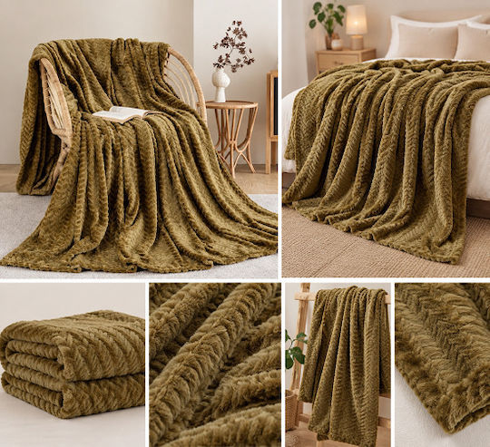 Adam Home 550 Fleece Babydecken Halbdoppelt 180x240cm Olivgrün