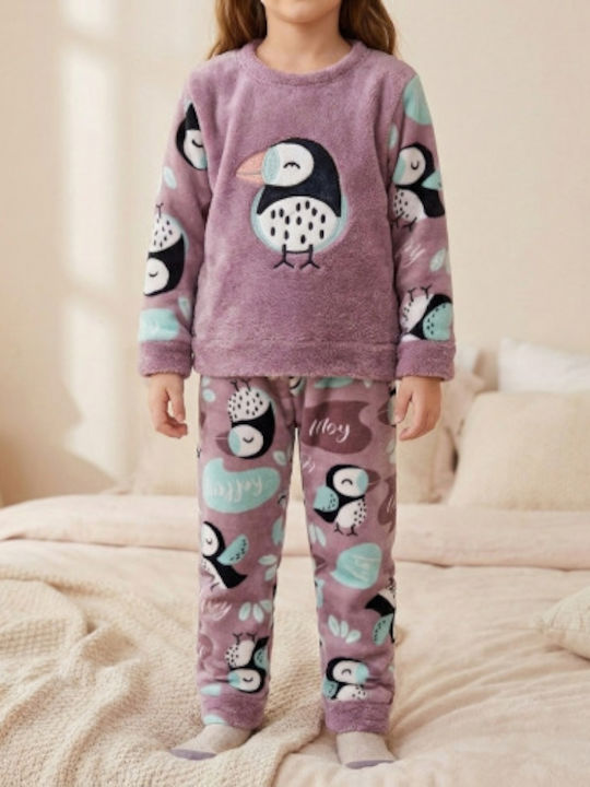 Happy Touch Παιδική Πιτζάμα Χειμωνιάτικη Fleece Σάπιο Μήλο